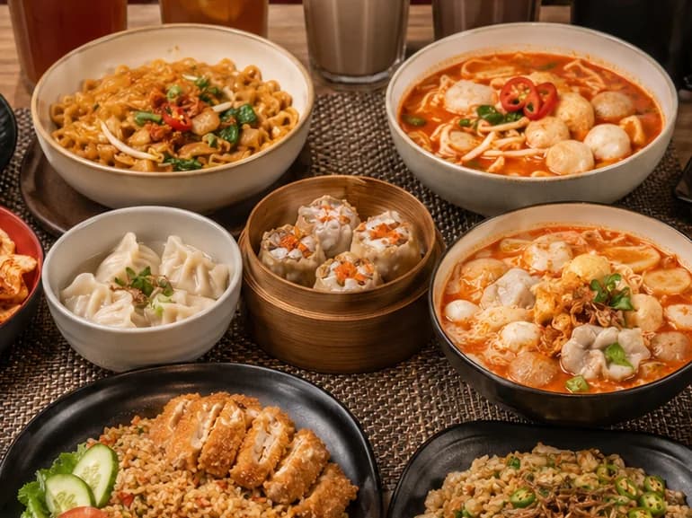 Aneka mie, dimsum, pangsit, dan seblak